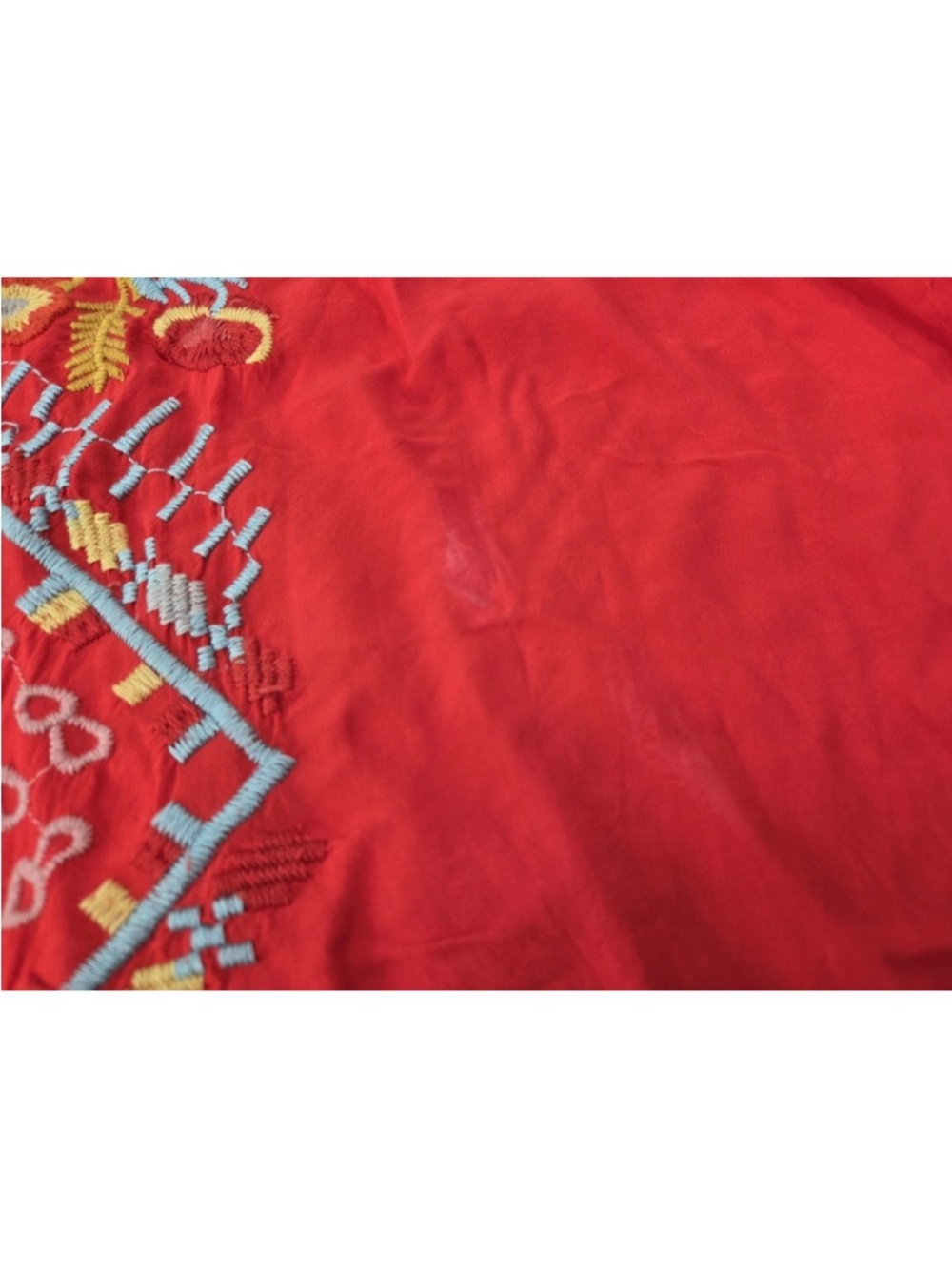 Johnny Was Biya Red Embroidered Boho Hippie Top Missio Blouse Shirt Size XS - Picture 3 of 8